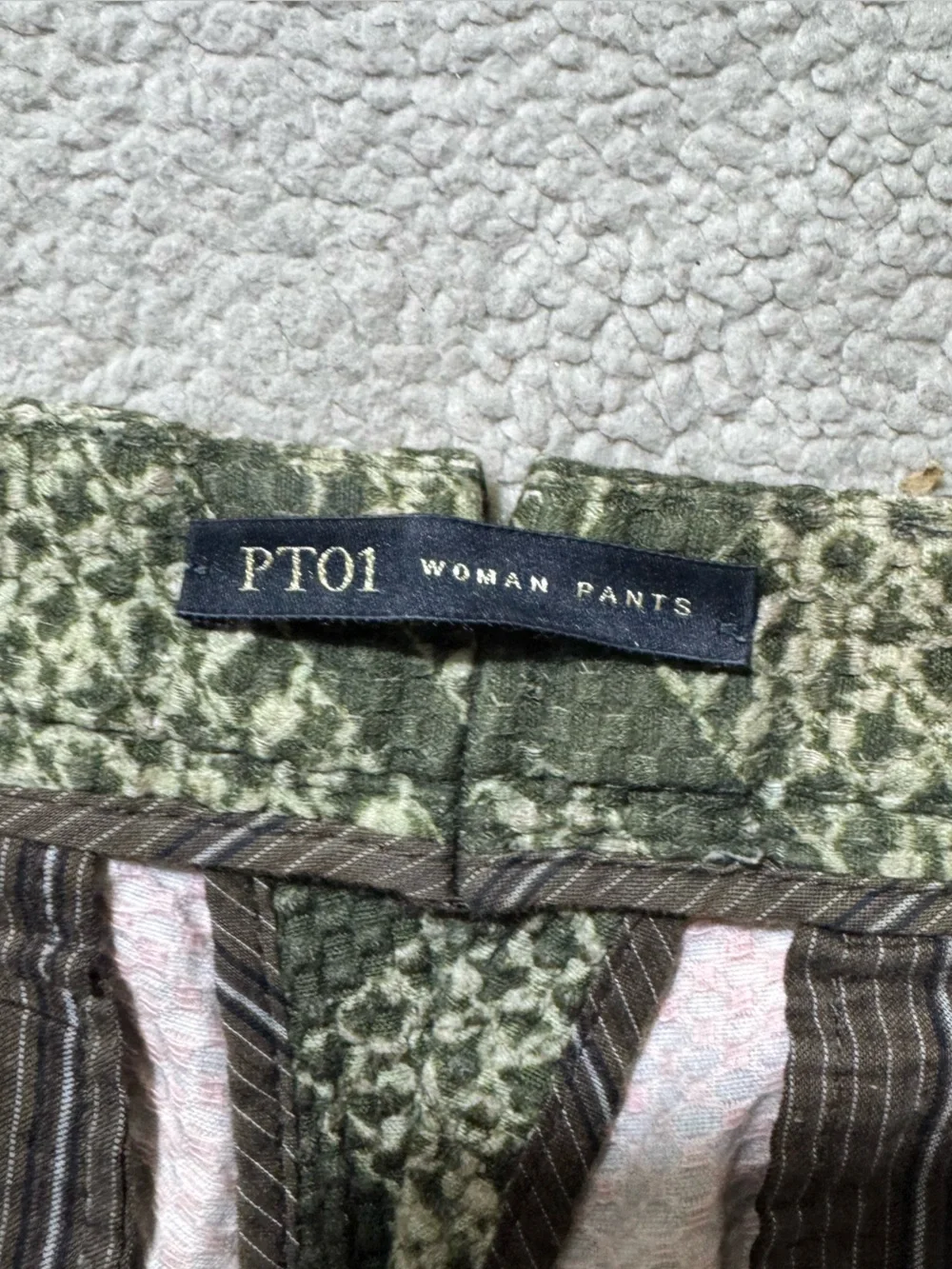 PT01 Pants Womens 40 (4 US) PT Torino PTW Green Patterned New York Italy 28x26.5